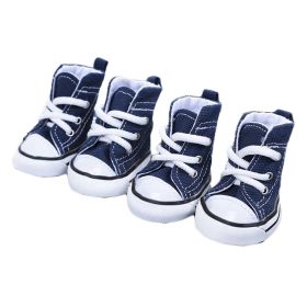 4 Pcs Dog Shoes Pet Dog Casual Canvas Shoes Dog Canvas Boots,5# Blue