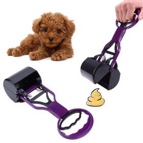 Pet Pooper Scooper Long Handle Jaw Poop Scoop Clean Pick Up Animal Waste Dog Puppy Cat Waste Picker Cleaning Tools Outdoor (Color: Purple)