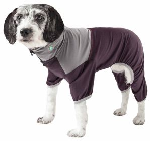 Pet Life Active 'Embarker' Heathered Performance 4-Way Stretch Two-Toned Full Body Warm Up (Color: Brown, size: X-LARGE)