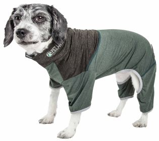 Pet Life Active 'Embarker' Heathered Performance 4-Way Stretch Two-Toned Full Body Warm Up (Color: Green, size: X-LARGE)