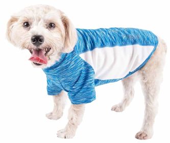 Pet Life Active 'Warf Speed' Heathered Ultra-Stretch Sporty Performance Dog T-Shirt (Color: Blue, size: small)