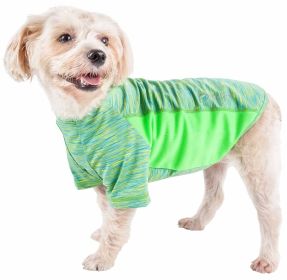 Pet Life Active 'Warf Speed' Heathered Ultra-Stretch Sporty Performance Dog T-Shirt (Color: Green, size: X-LARGE)